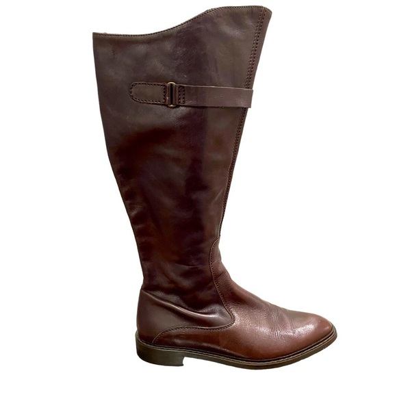 Davos Gomma Italian Leather Leather Zip Up Riding Boots in Chocolate Brown Sz 10 - Picture 1 of 17